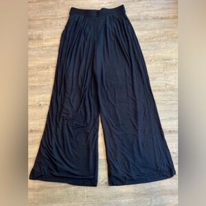 Chic Black Women’s Self-Double Layer Wide Leg Pants